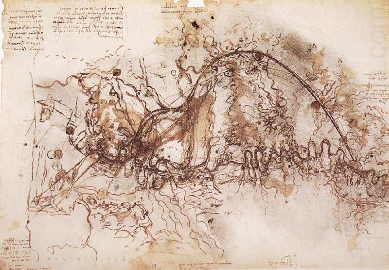 LEONARDO da Vinci Plan fur a canal to the evasion of the Arno china oil painting image